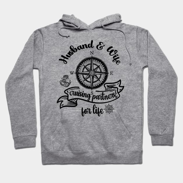 Husband And Wife Cruising Partners For Life Retro Vintage Hoodie by printalpha-art